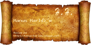 Hanus Harlám névjegykártya